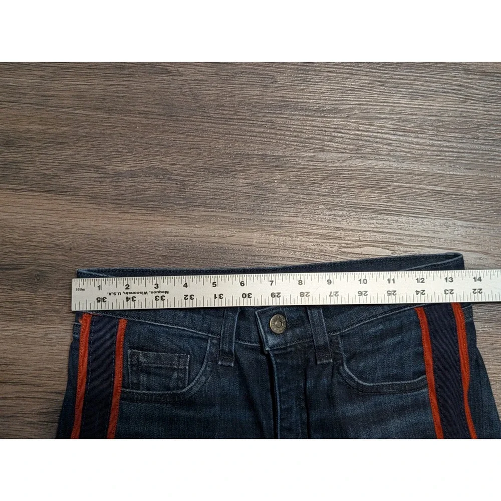 Veronica Beard Jeans‎ Midnight Side Stripe Flare Raw Hem Denim Size 24/00